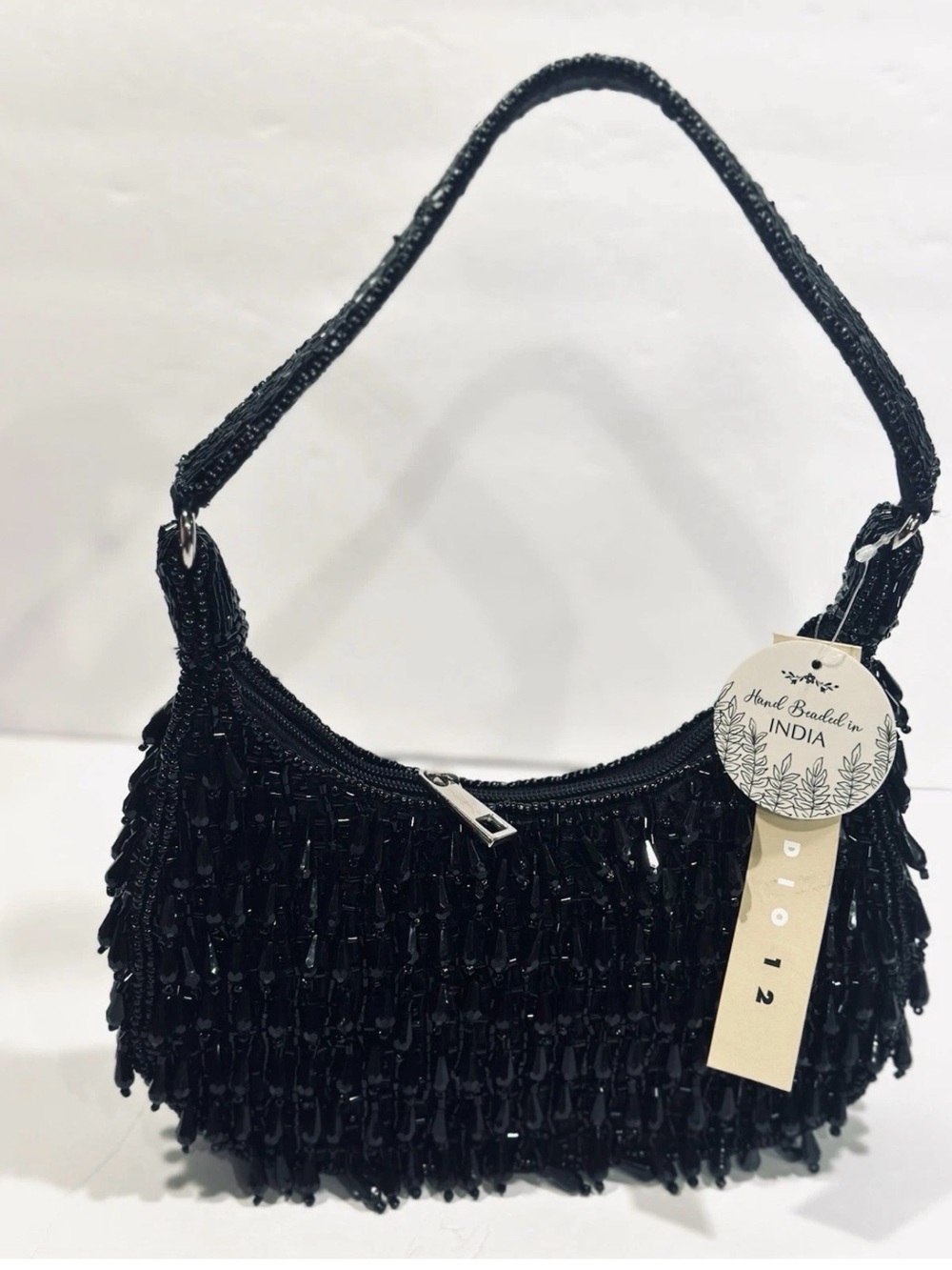 Studio 21 Hand Beaded Black Evening Shoulder Bag